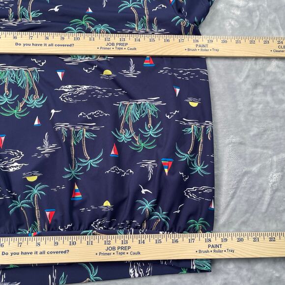 Lands End Swim Top Small 6-8 Navy Sailboat Tropical Tie Front Blouson UPF 50 - Picture 7 of 15
